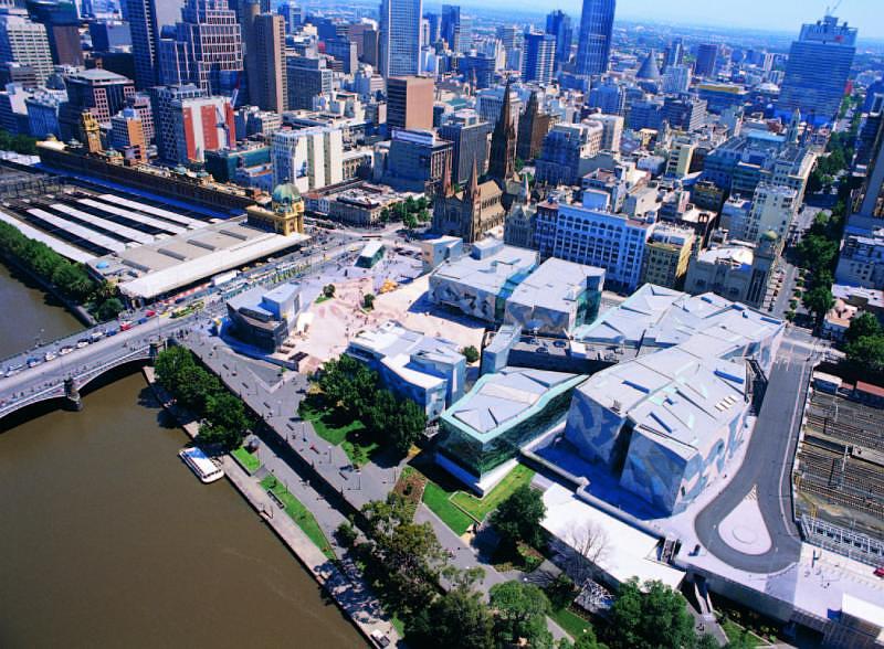 Melbourne City - Aerial view of Federation Square