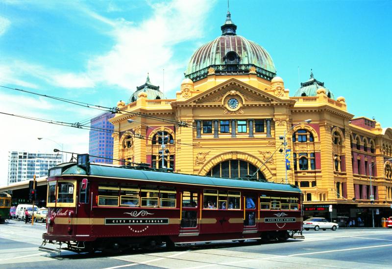 Melbourne City - City Circle Tram at Flinders Street Station
