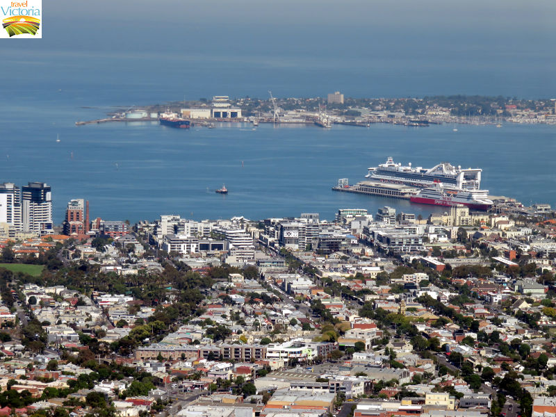 Melbourne Skydeck, Southbank - View over Port Melbourne towards Hobsons Bay and Williamstown