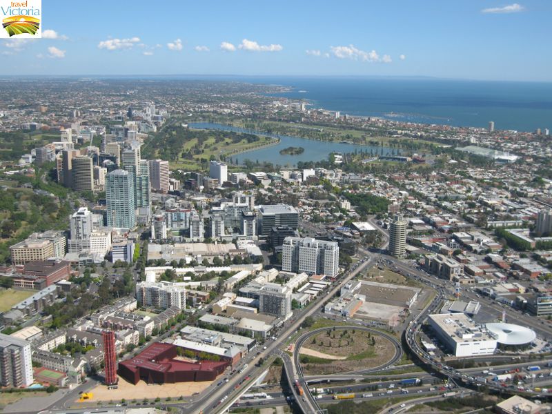 Melbourne Skydeck, Southbank - View across Southbank and South Melbourne, towards Albert Park