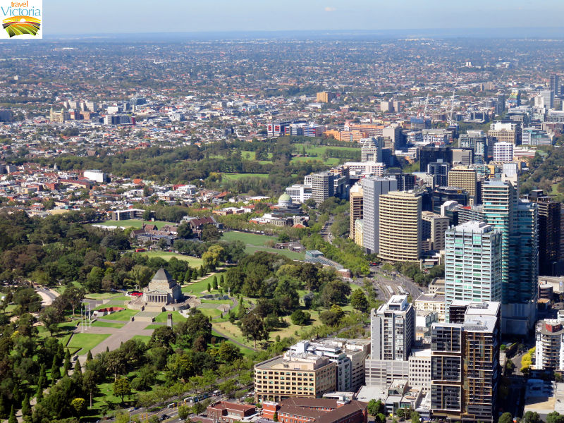 Melbourne Skydeck, Southbank - Shrine of Remembrance and St Kilda Road