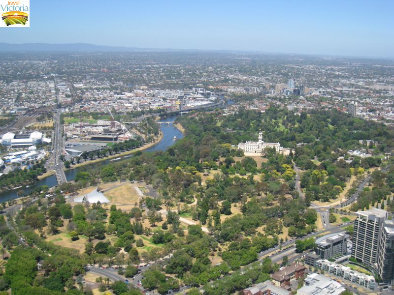 Melbourne Skydeck, Southbank - Easterly view towards Kings Domain, Yarra River and Government House