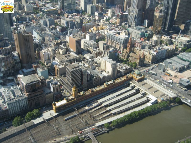 Melbourne Skydeck, Southbank - Flinders Street Station and northerly view over Melbourne CBD