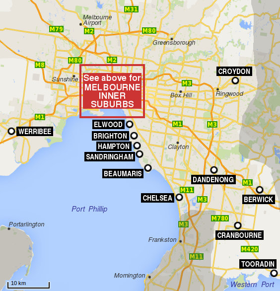 Map Of Melbourne Suburbs Printable