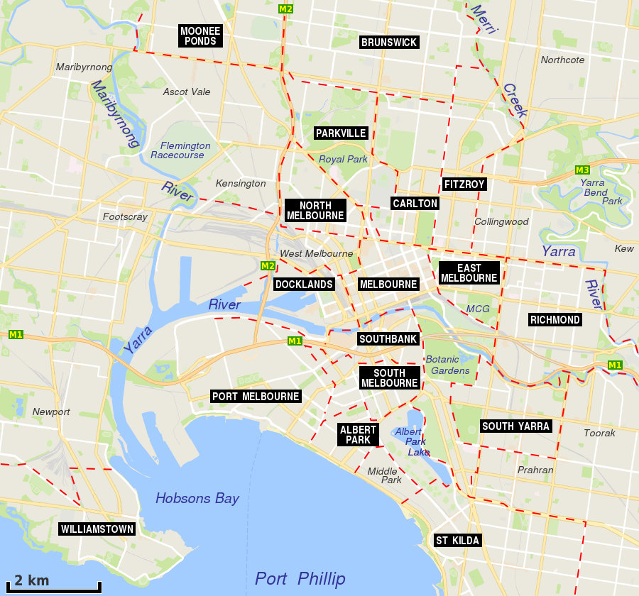 south east melbourne map Melbourne Suburbs Map Travel Victoria Accommodation Visitor south east melbourne map