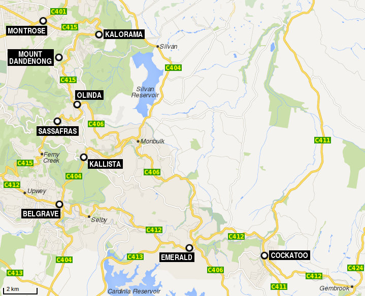 Yarra Valley & Dandenong Ranges map
