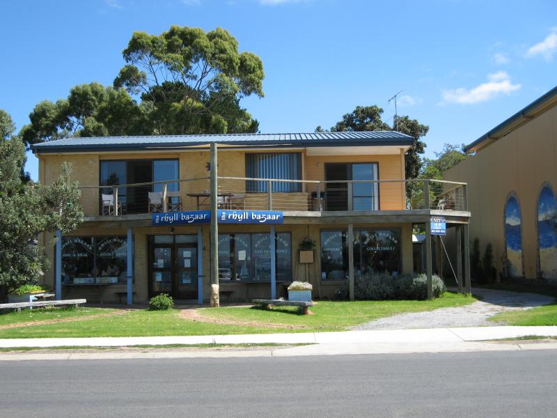 Rhyll - Shops and coast along Beach Road between Reid Street and boat ramp: Rhyll Bazaar, Beach Rd