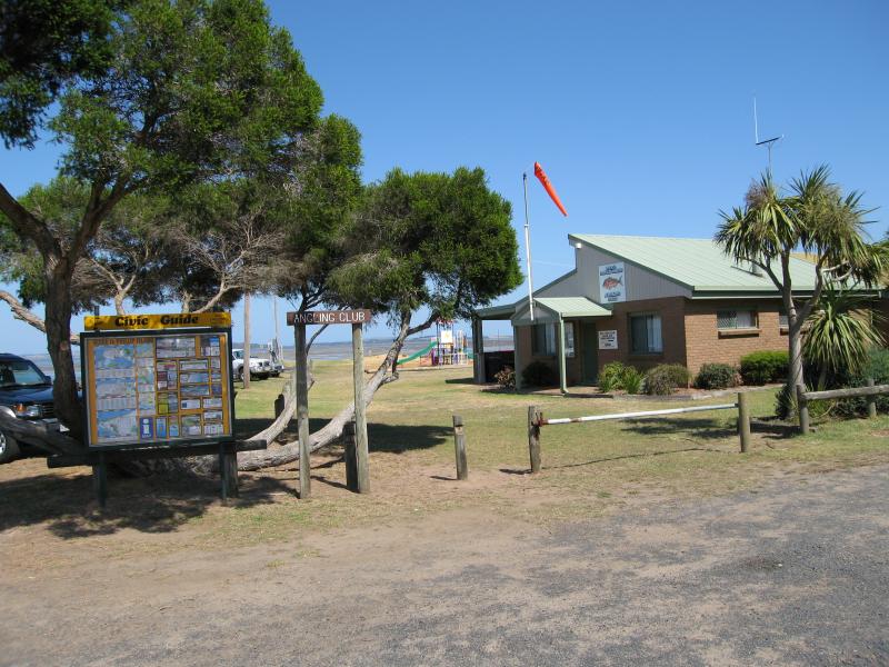 Rhyll - Boat ramp, Rhyll Jetty and coast along southern section of Beach Road: Angling Club at boat ramp