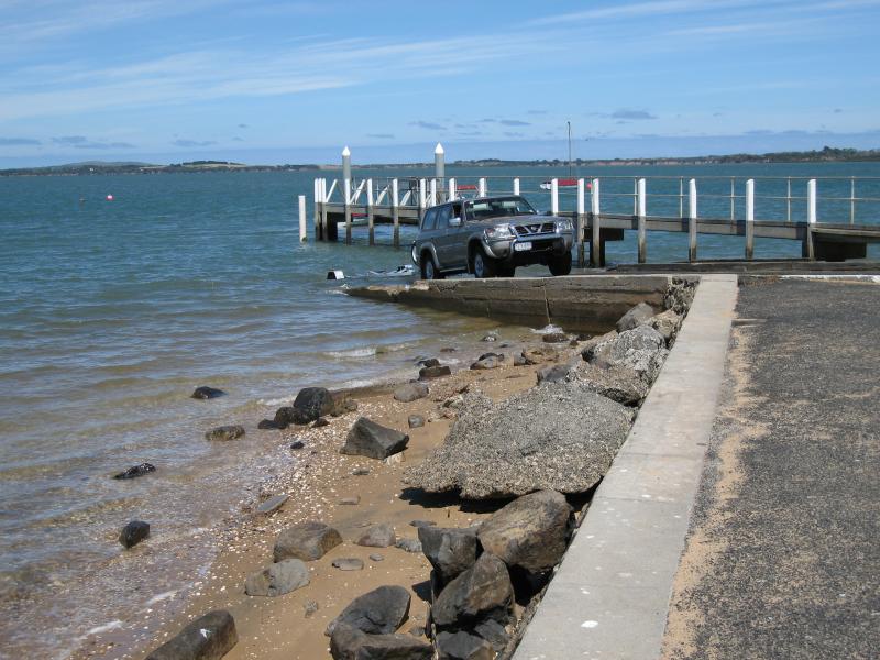 Rhyll - Boat ramp, Rhyll Jetty and coast along southern section of Beach Road: Boat ramp