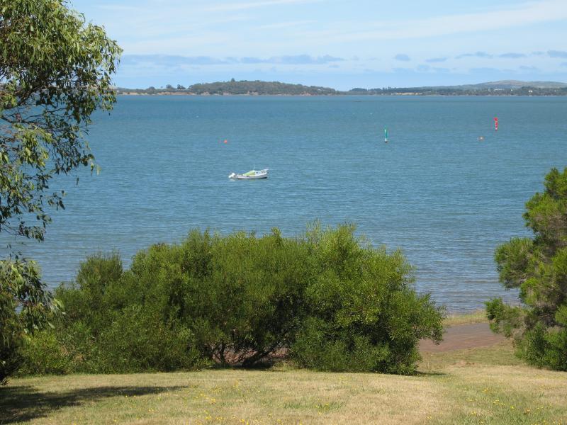 Rhyll - Lady Nelson Point, parkland at the northern end of Beach Rd: View south-east across bay