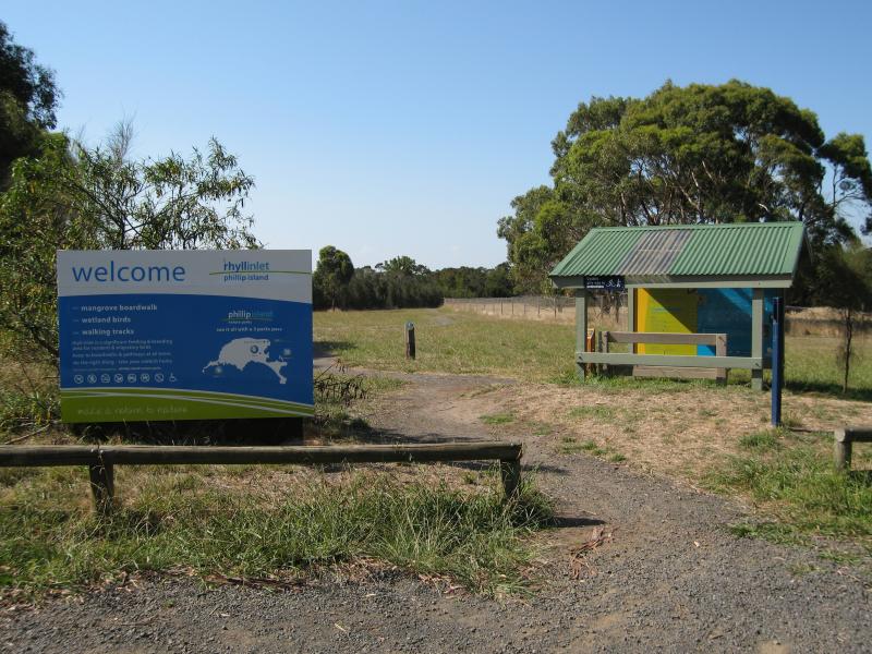 Rhyll - Wetlands at Conservation Hill Reserve - Walking track at information shelter, Conservation Hill, Cowes-Rhyll Rd