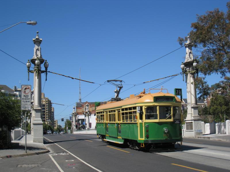 Richmond - Church Street: View south along Church St towards tram on Church Street Bridge