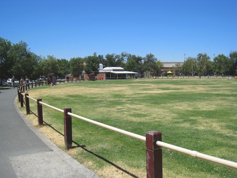 Richmond - Citizens Park (Richmond Oval), Church Street: View east through park towards Jack Dyer Pavillion