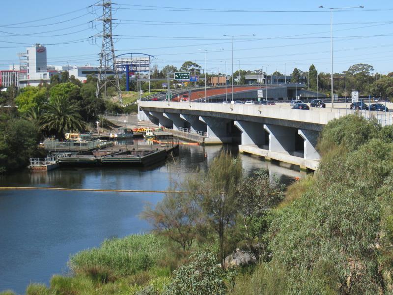 Richmond - McConchie Reserve, wetlands and Burnley Harbour, end of Mary Street: View east across Burnley Harbour towards Monash Fwy