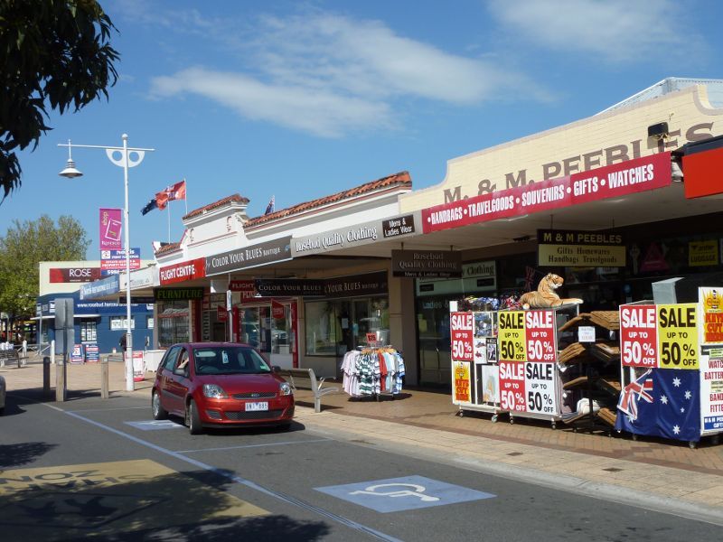 Rosebud - Shops and commercial centre, Point Nepean Road - View east along Pt Nepean Rd towards Rosebud Pde