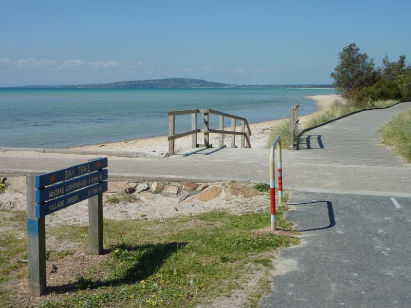Rosebud - Rosebud Pier, Jetty Road: View east along Bay Trail at entrance to pier