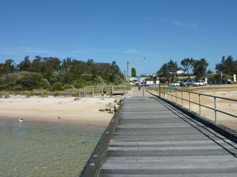 Rosebud - Rosebud Pier, Jetty Road: View along pier towards beach
