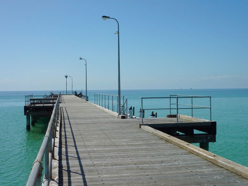 Rosebud - Rosebud Pier, Jetty Road: View along pier out to sea