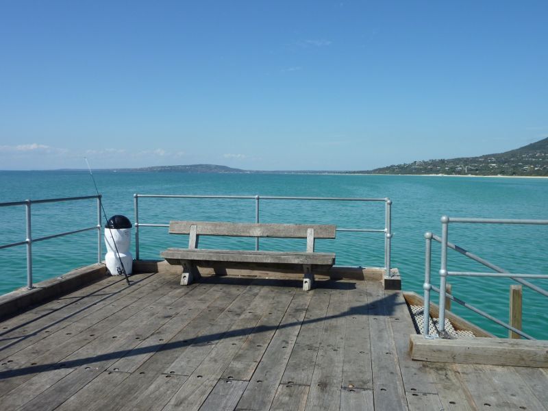 Rosebud - Rosebud Pier, Jetty Road: View from end of pier towards Mt Martha