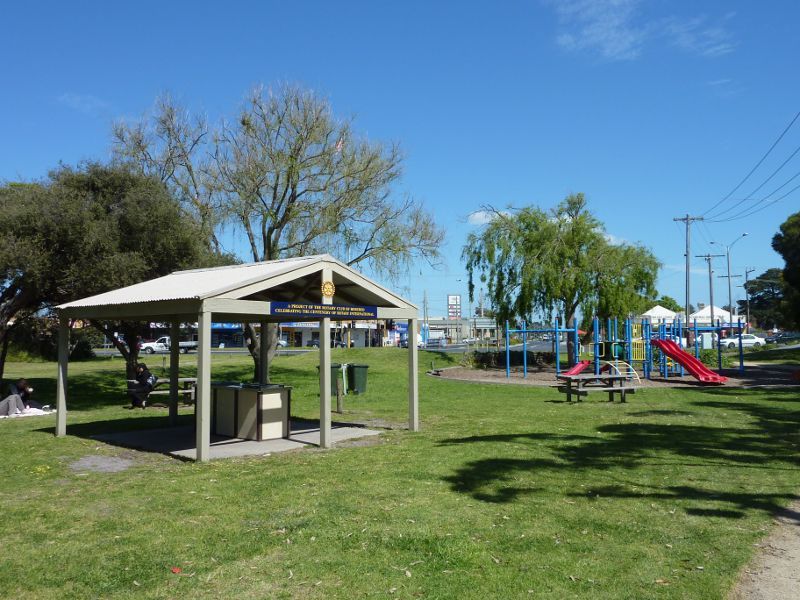Rosebud - C.R. Coleman Park and Rotary Park, Point Nepean Road east of Boneo Road - BBQ shelter and playground at Rotary Park