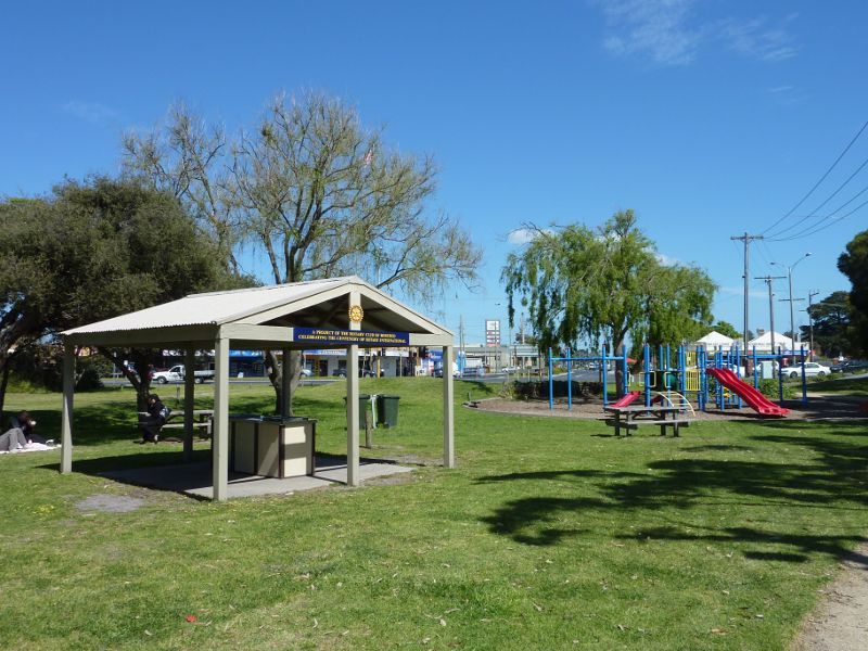 Rosebud - C.R. Coleman Park and Rotary Park, Point Nepean Road east of Boneo Road: BBQ shelter and playground at Rotary Park