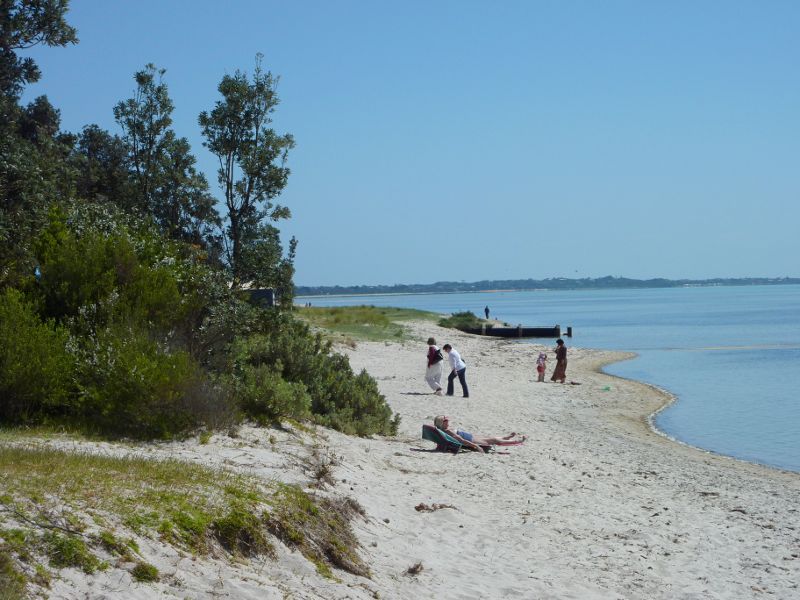 Rosebud - Beach at C.R. Coleman Park: Westerly view along beach