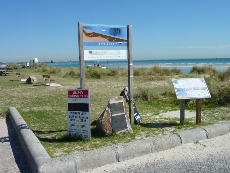 Rye - Views of foreshore, beach and bay from Rye Pier: View west along foreshore at entrance to pier