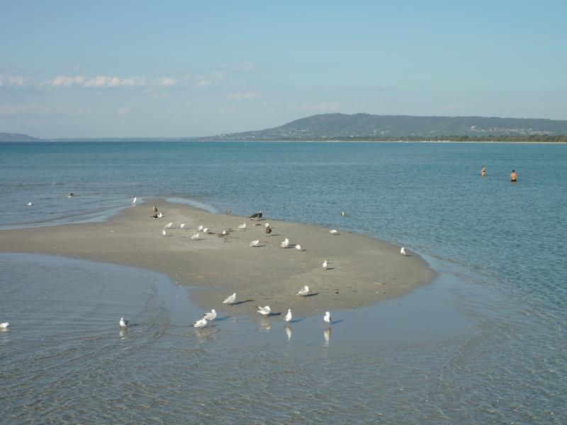 Rye - Views of foreshore, beach and bay from Rye Pier: View north-east across bay towards Arthurs Seat