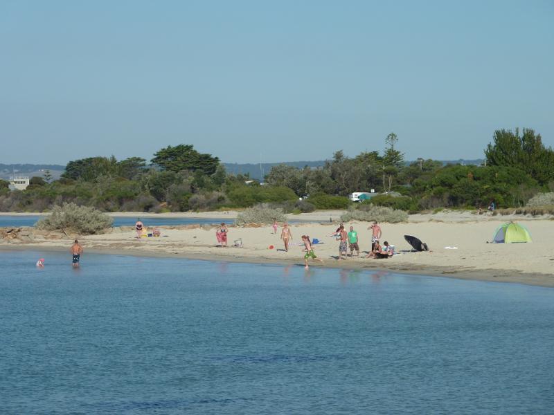 Rye - Views of foreshore, beach and bay from Rye Pier: View south-east towards beach at groyne