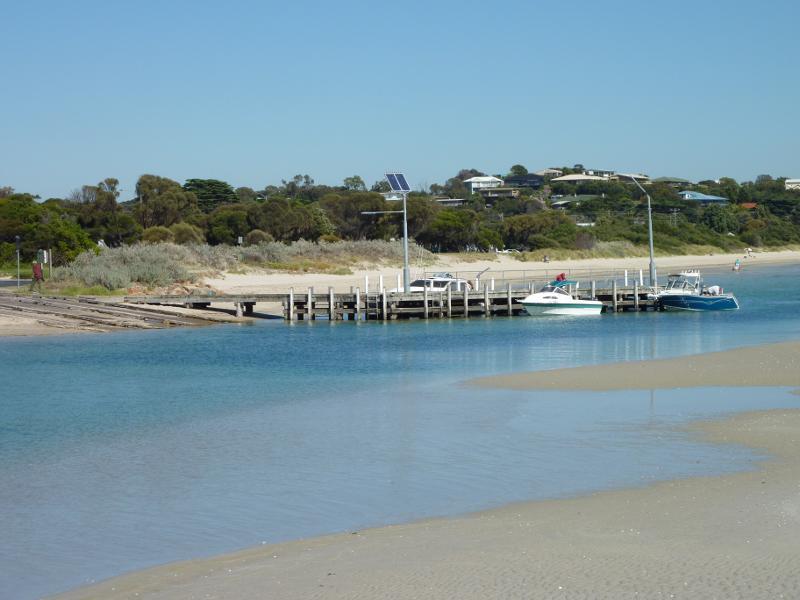 Rye - Views of foreshore, beach and bay from Rye Pier: View south-west towards boat ramp