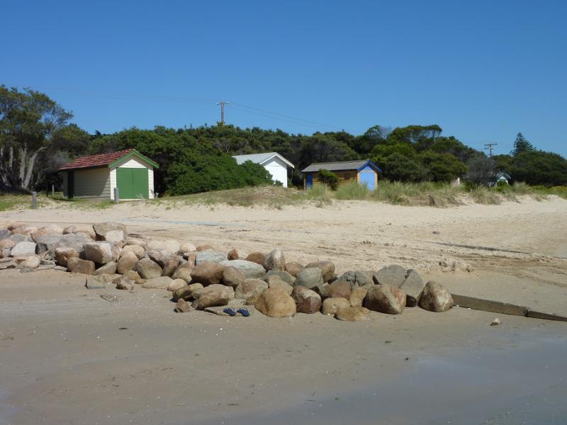 Rye - Beach and foreshore between Tyrone Boat Ramp and Flinders Street: Bathing boxes at Tyrone Boat Ramp