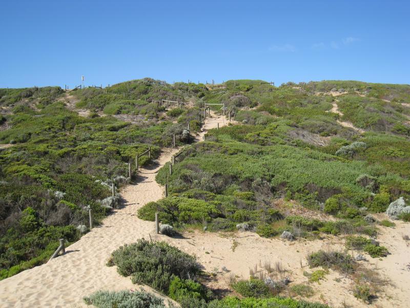 Rye - St Andrews Ocean Beach, Paradise Drive at St Andrews Beach: Path over sand dunes from beach up to car park