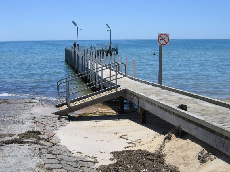 Safety Beach - Jetty and boat ramp area - View along jetty