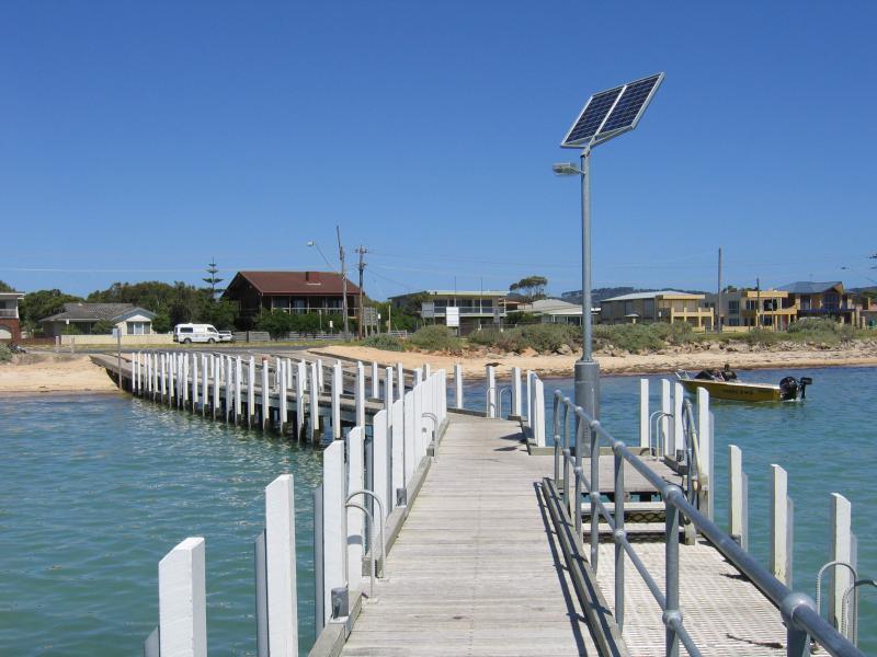 Safety Beach - Jetty and boat ramp area: View from jetty back to coast and boat ramp