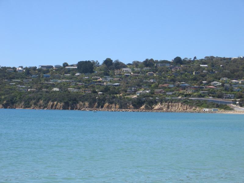 Safety Beach - Jetty and boat ramp area - View north along coast towards Mt Martha from jetty