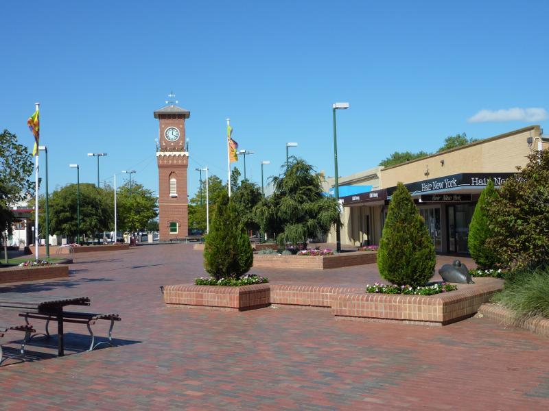 Sale - Commercial centre and shops, Cunninghame Street and Raymond Street: View east along Cunninghame St Mall