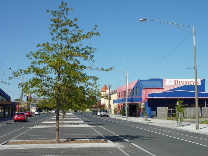Sale - Commercial centre and shops, Cunninghame Street and Raymond Street: View east along Cunninghame St between Raymond St and York St