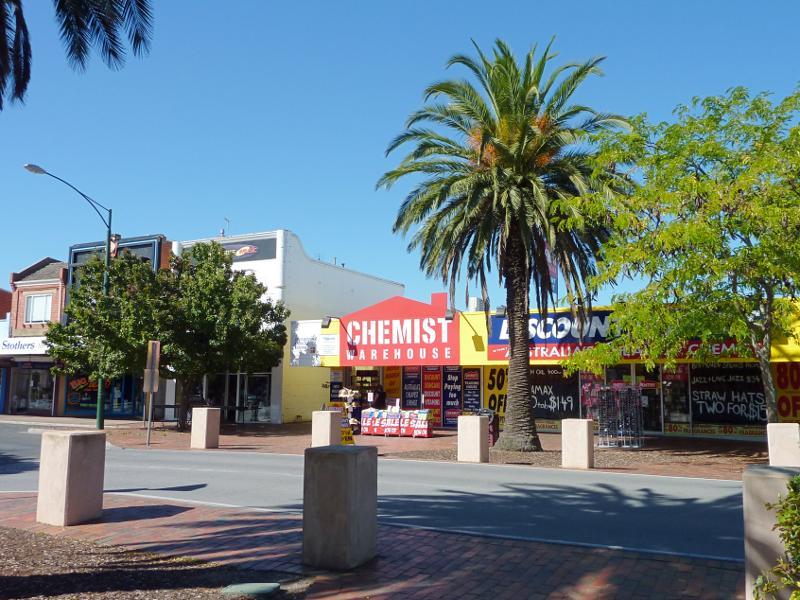 Sale - Commercial centre and shops, Cunninghame Street and Raymond Street: View east across Raymond St just north of Cunninghame St