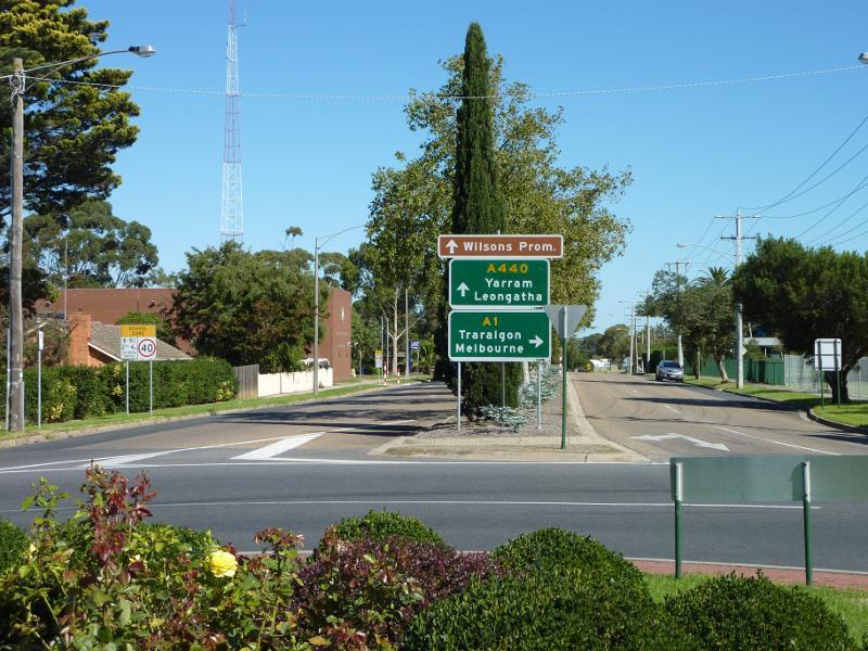 Sale - Princes Highway through Sale: View south along York St at Foster St