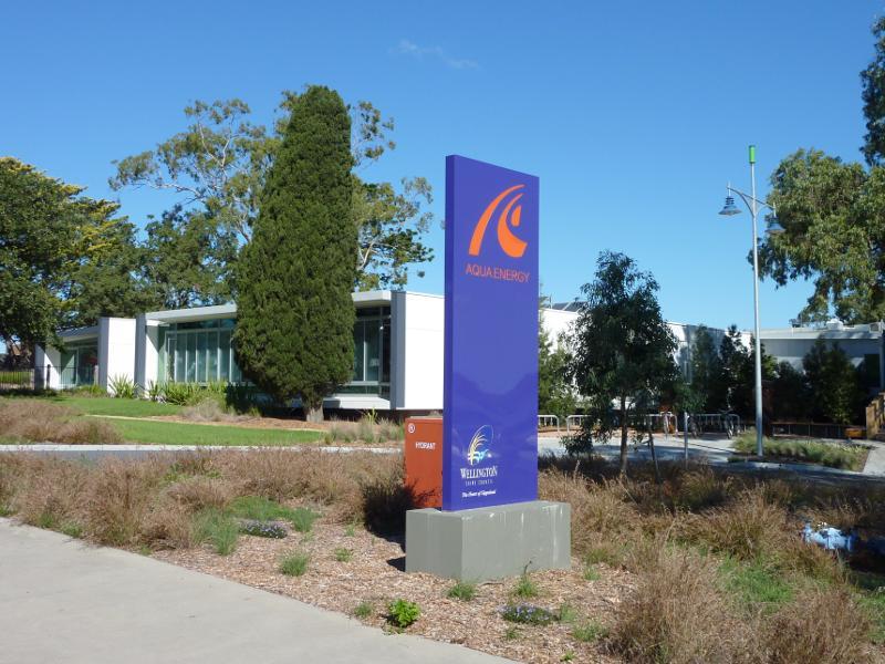 Sale - Around the town: Entrance to Aqua Energy sports centre, corner Foster St and Elgin St