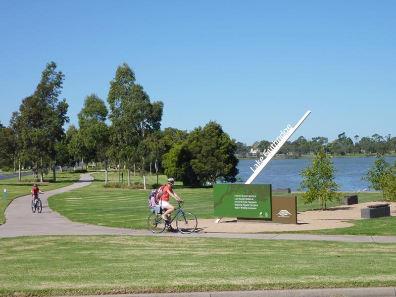 Sale - Lake Guthridge and surroundings: View east along lake from McIntosh Dr at Foster St