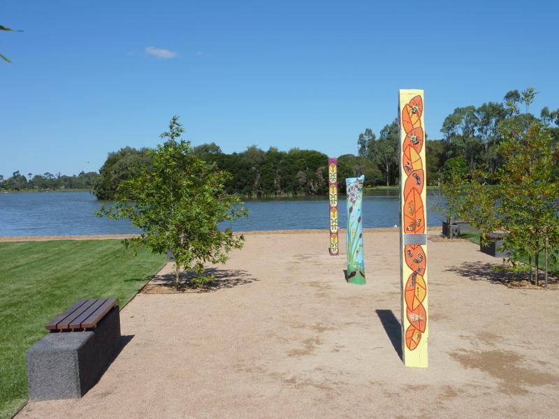 Sale - Lake Guthridge and surroundings: South-east view across lake near lake sign
