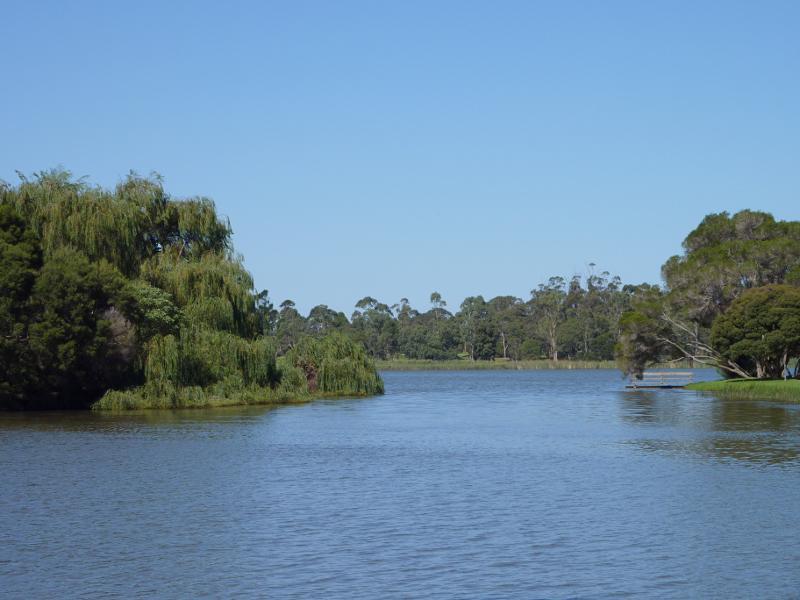 Sale - Lake Guthridge and surroundings: View across lake from McIntosh Dr towards island