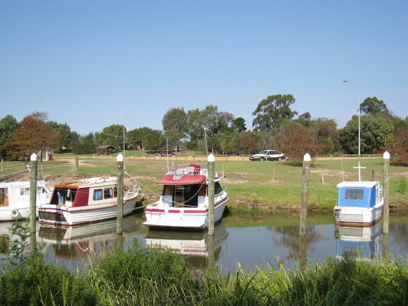 Sale - Port of Sale precinct, Canal Road and McMillan Street along Flooding Creek: View south across canal from Canal Rd