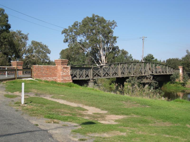 Sale - Historic Swing Bridge area, South Gippsland Highway south of Sale: Side view of swing bridge over La Trobe River