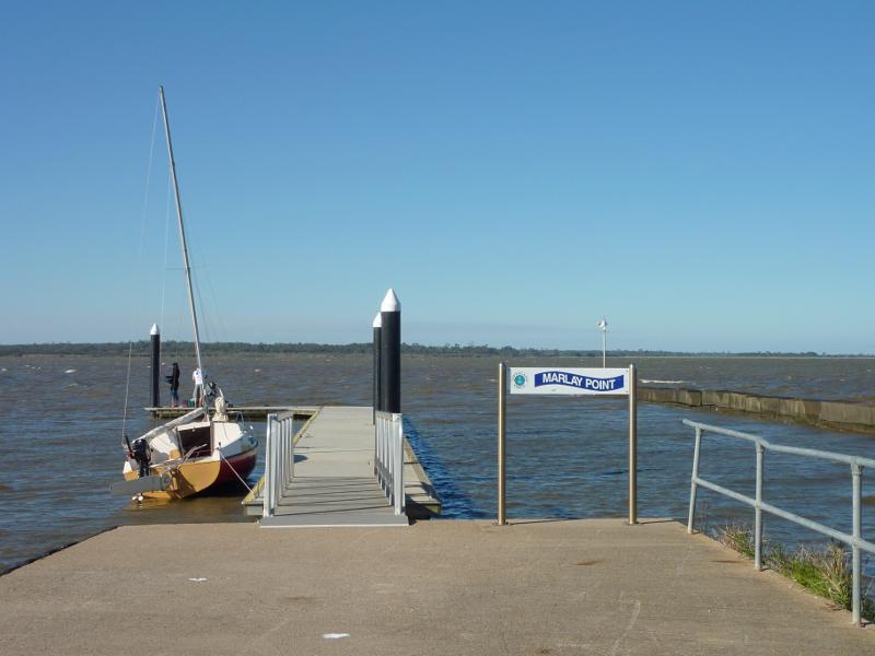 Sale - Marlay Point and foreshore reserve, Lake Wellington: View towards jetty at boat ramp
