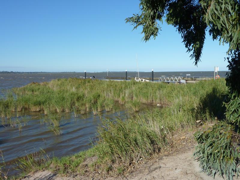Sale - Marlay Point and foreshore reserve, Lake Wellington: View east towards boat ramp, north side of car park