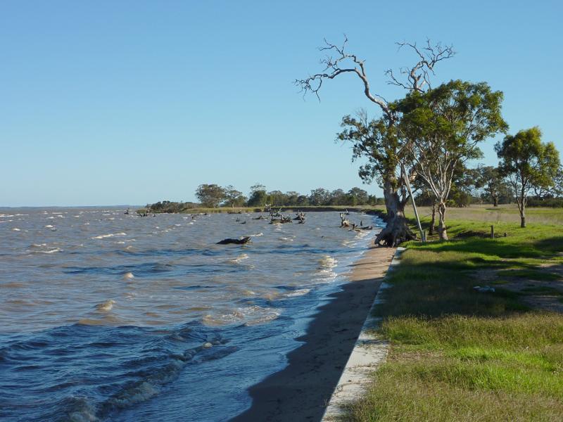 Sale - Marlay Point and foreshore reserve, Lake Wellington: View south-east along lake foreshore, south of shelter
