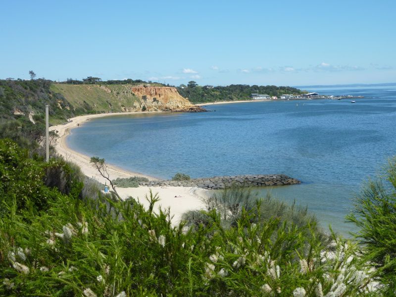 Sandringham - Beach and coastline opposite Royal Avenue: Southerly view across beach