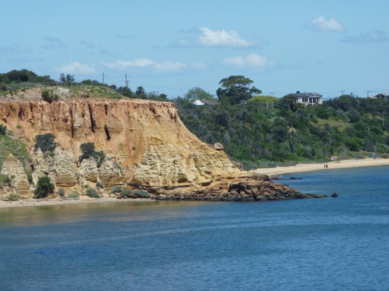 Sandringham - Beach and coastline opposite Royal Avenue: View towards Red Bluff